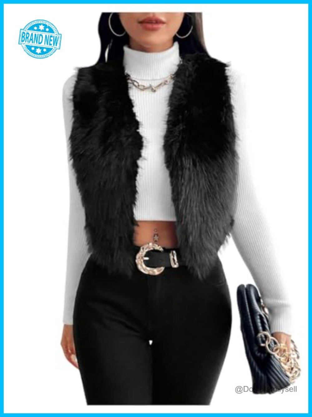 Fuzzy Faux Fur Vest Sleeveless Open Front Teddy Coat Winter Outerwear